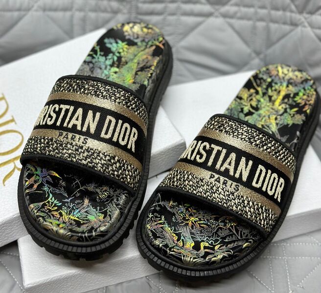 Шлепки Christian Dior женский текстиль бронзовый 111893