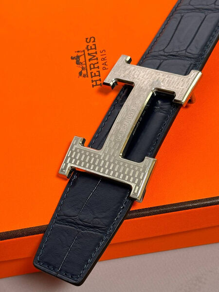 Мужской ремень Hermès мужской кожа синий 152873-4