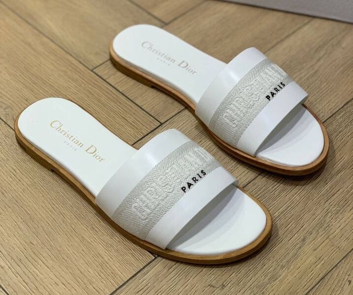 Шлепки Christian Dior женский кожа белый 148876