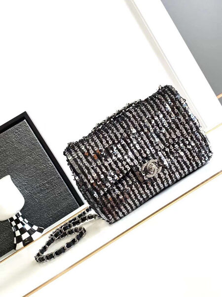 Сумка Chanel Mini женский пайетки черный 124712-2