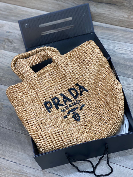 Сумка Prada женский вязаная ткань бежевый 77205-4