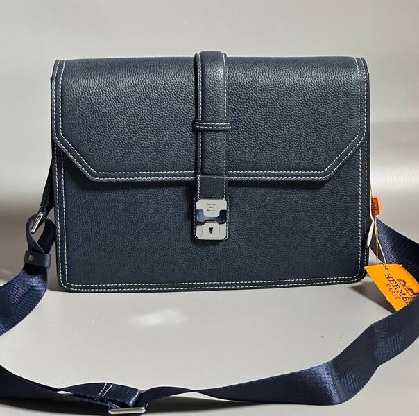 Мужская сумка мессенджер Hermès мужской кожа графитовый 152813