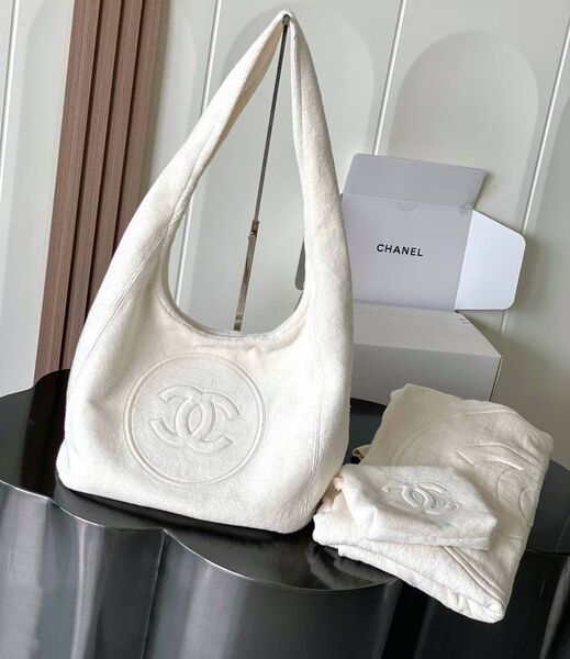 Сумка Chanel женский текстиль белый 193884