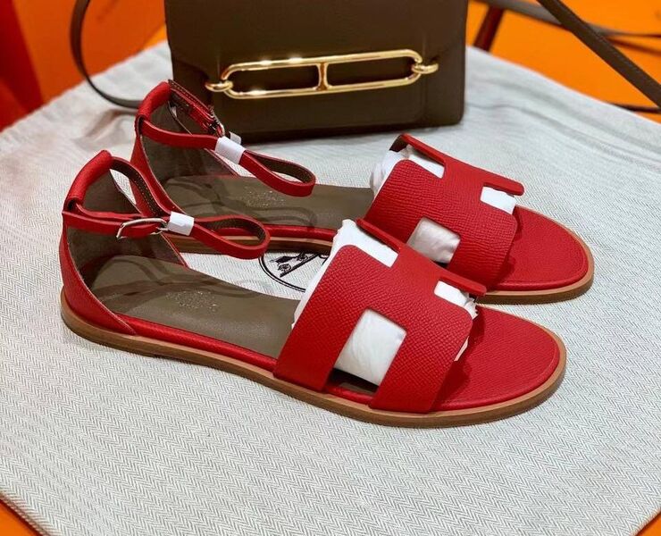 Босоножки Hermès женский кожа бордовый 4875