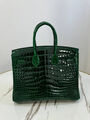 Сумка Hermès Birkin 25 женский кожа болотный 162973-2