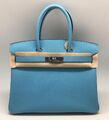 Сумка Hermès Birkin 30 ручная работа женский кожа бирюзовый 75349-1