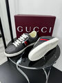 Мужские кеды Gucci мужской кожа графитовый 196023-3