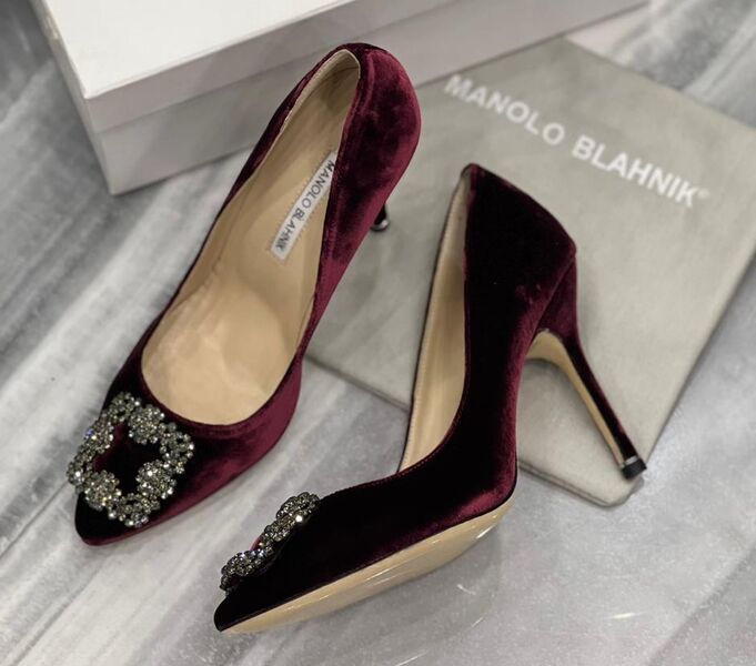 Туфли Manolo Blahnik женский сатин винный 122594