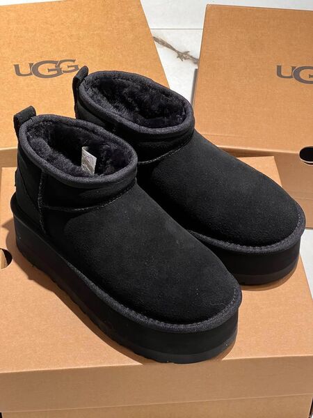 Угги Ugg Platform Mini женский замша черный 167673-2