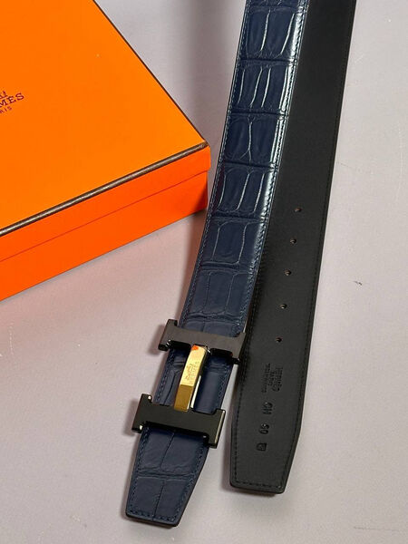 Мужской ремень Hermès мужской кожа синий 152861-3
