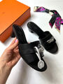 Шлепки Hermès женский кожа черный 112107-2