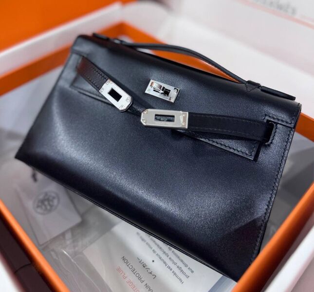 Сумка Hermèskelly Pochette женский кожа черный 164575