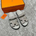Мужские шлепки Hermès мужской замша графитовый 115595-2