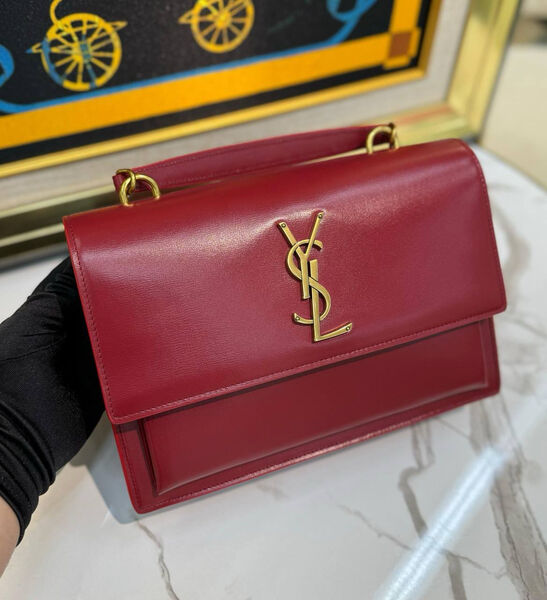 Сумка Saint Laurent Sunset Medium женский кожа бордовый 141999-3