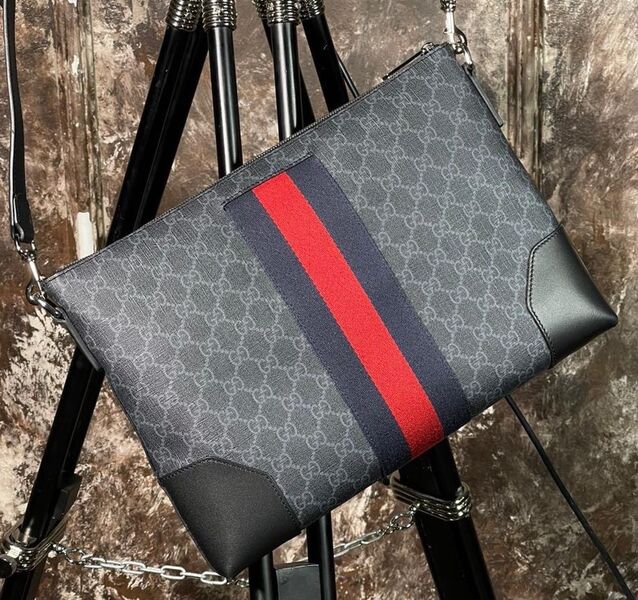 Мужская сумка мессенджер Gucci мужской кожа графитовый 108641