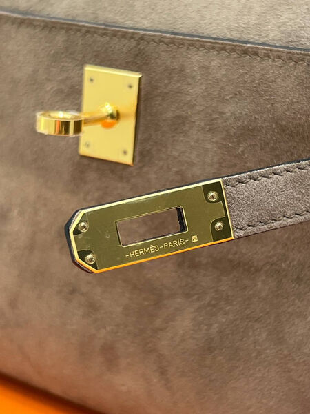 Сумка Hermèskelly Pochette женский замша графитовый 155743-4