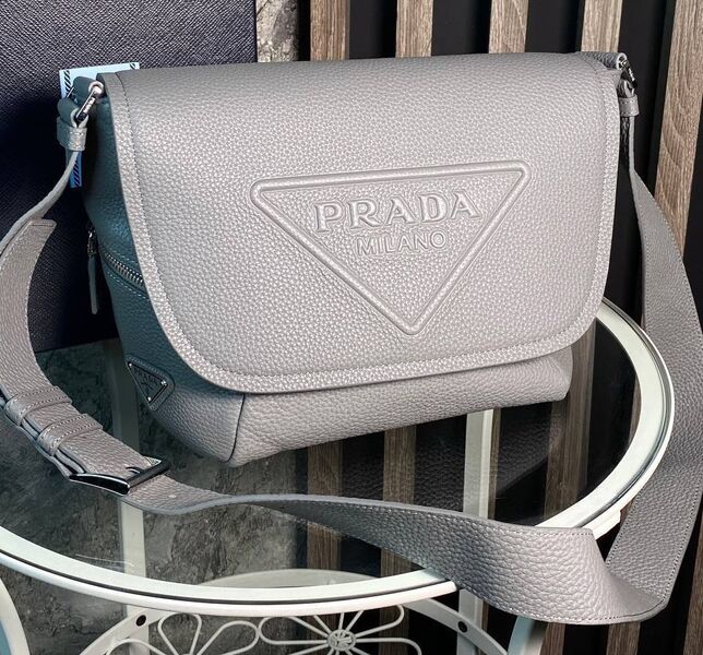 Мужская сумка мессенджер Prada мужской кожа графитовый 155336