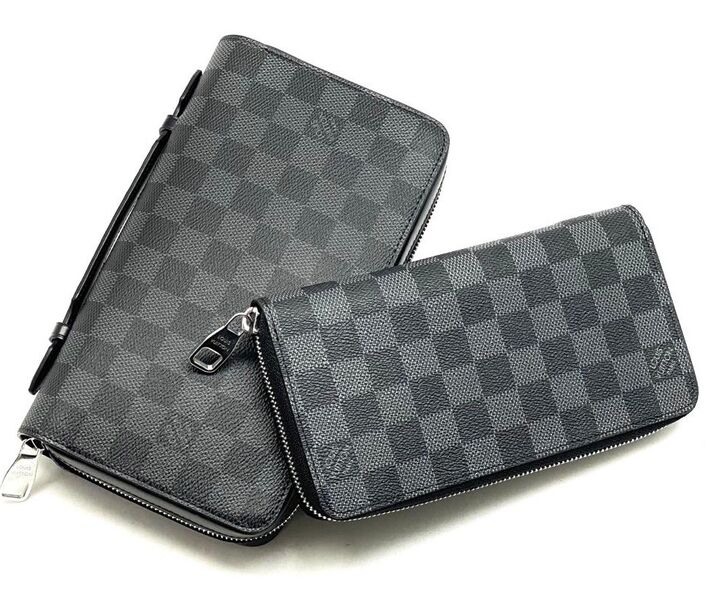 Мужской кошелек с ручкой Louis Vuitton мужской кожа черный 107702