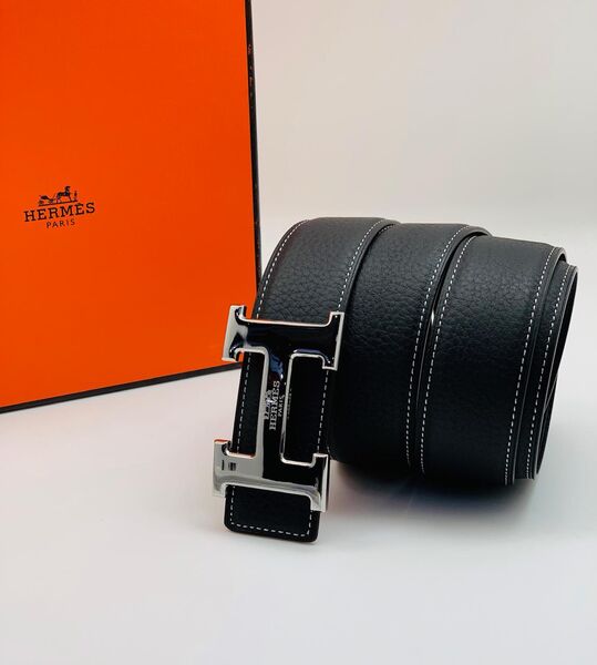 Мужской ремень Hermès мужской кожа черный 52558-2