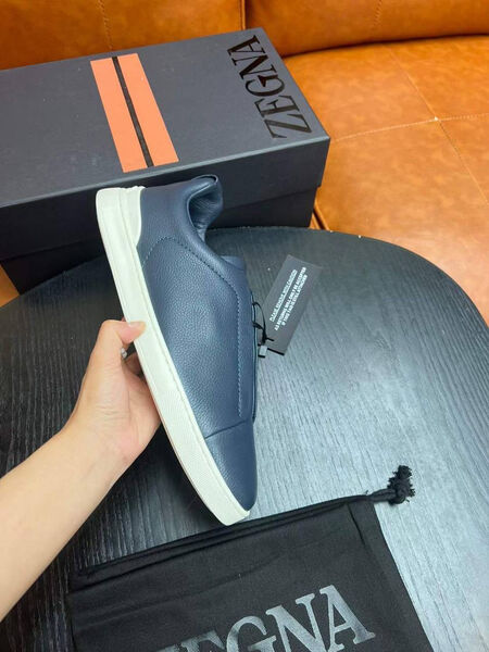 Мужские кеды Zegna мужской кожа синий 165816-2