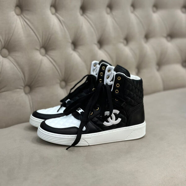 Кеды высокие Chanel женский кожа черный 126292-3