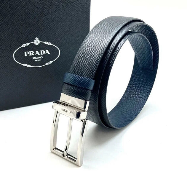 Мужской ремень Prada мужской кожа черный 53000-3