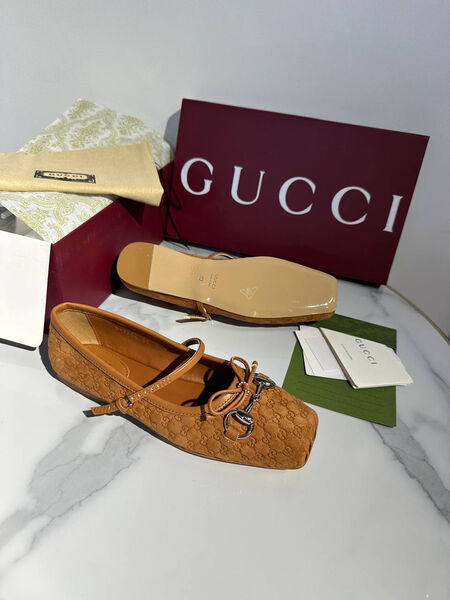 Балетки Gucci женский замша бежевый 182948-2