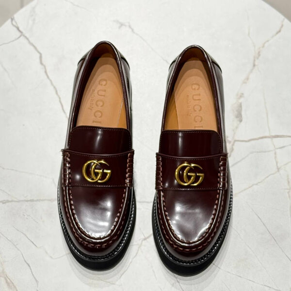 Лоферы Gucci женский кожа бордовый 173771-3