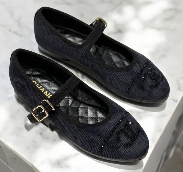 Балетки Chanel женский вельвет черный 156312