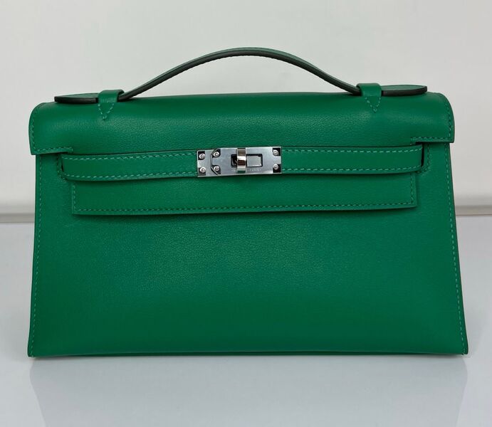 Сумка Hermèskelly 20 Pochette женский кожа болотный 138054