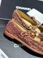 Балетки Chanel женский твид бордовый 156063-4