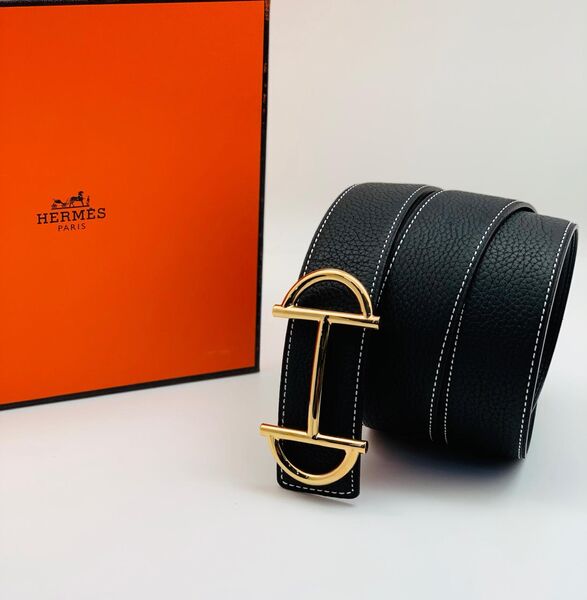 Мужской ремень Hermès мужской кожа черный 52540-2
