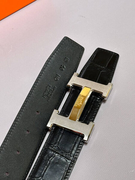 Мужской ремень Hermès мужской кожа черный 152891-5