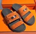 Шлепки Hermès женский замша оранжевый 188073-1