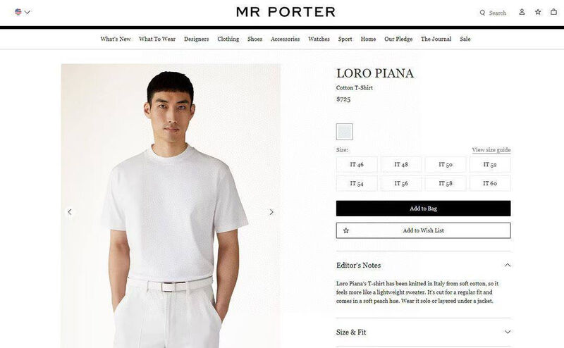 Мужская футболка Loro Piana мужской белый 182590-4