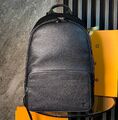 Мужской рюкзак Louis Vuitton мужской кожа,канва черный 133952