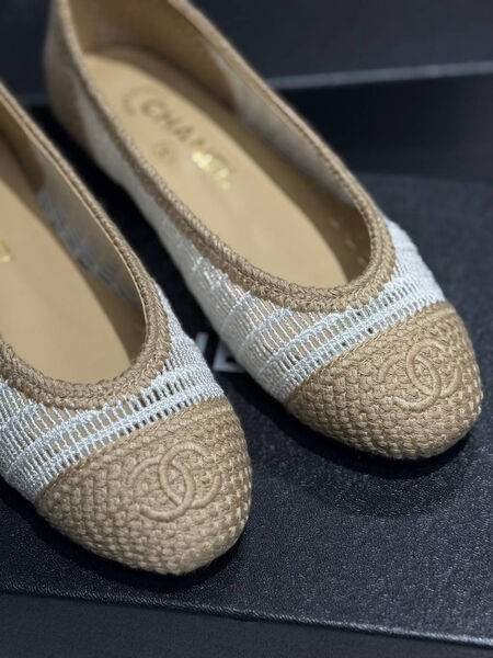 Балетки Chanel женский текстиль бежевый 183947-3