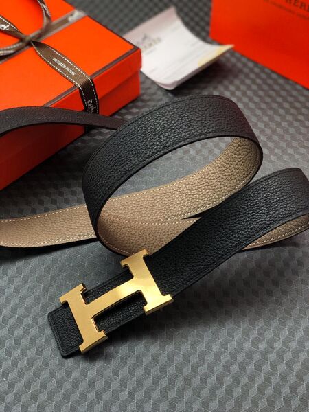 Мужской ремень Hermès мужской кожа черный 52516-2