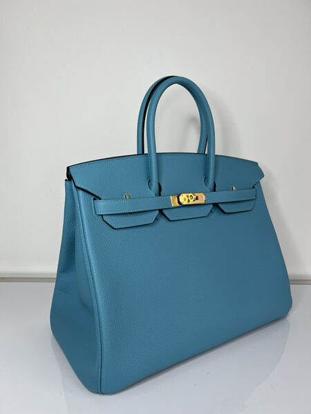 Сумка Hermès Birkin 35 ручная работа женский кожа бирюзовый 75378-2
