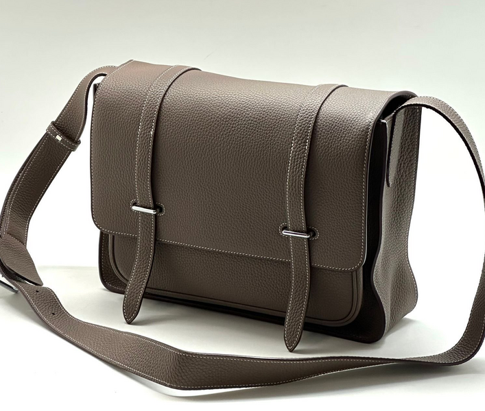 Мужская сумка мессенджер Hermès мужской кожа графитовый 93003
