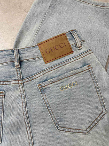 Джинсы Gucci женский джинса бирюзовый 193126-3