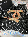 Платок Chanel женский шелк черный,серебристый 164239