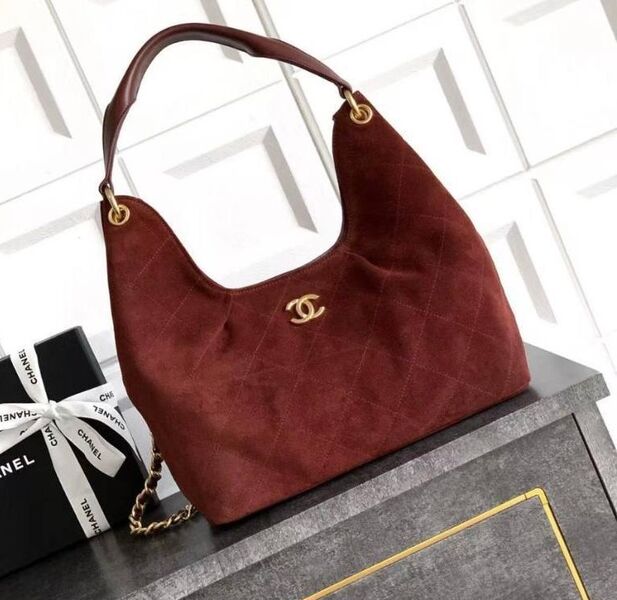 Сумка Chanel женский замша бордовый 197096