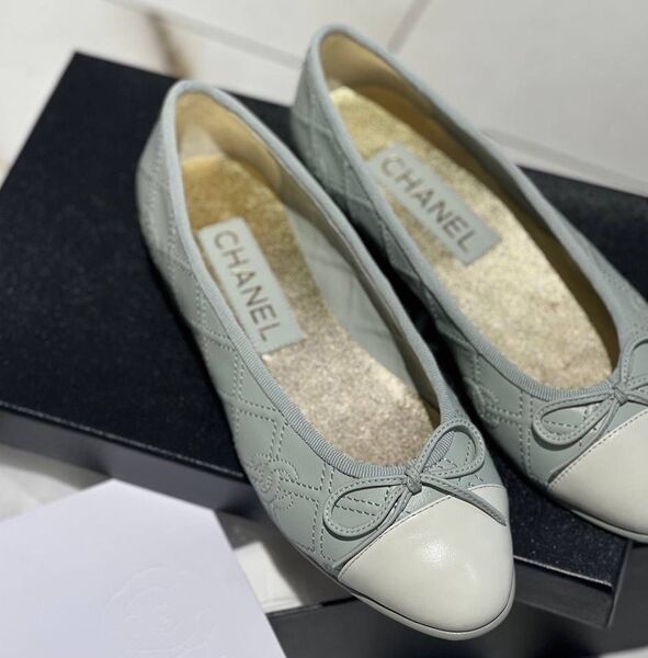 Балетки Chanel женский кожа графитовый 117607