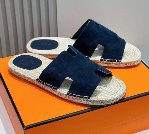 Мужские шлепки Hermès мужской замша синий 153413