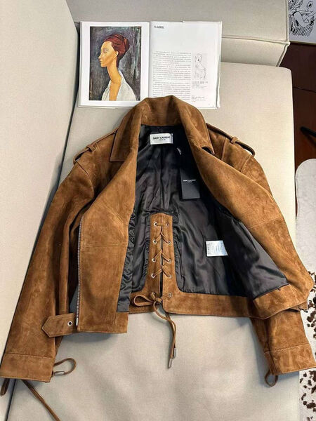 Куртка Saint Laurent женский замша бежевый 194761-4