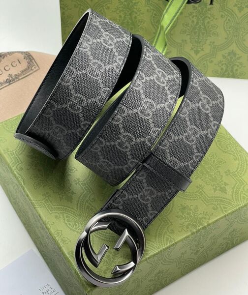 Мужской ремень Gucci мужской канва черный 122048