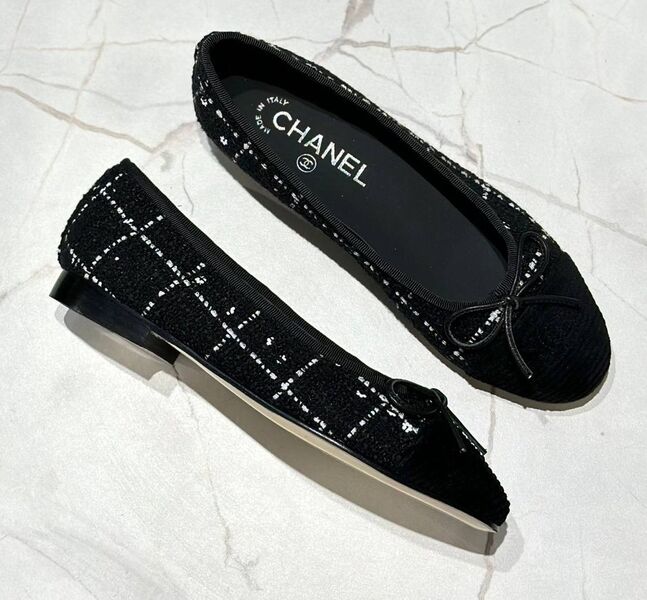 Балетки Chanel женский твид черный 147033
