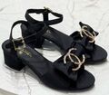 Босоножки Chanel женский текстиль черный 180454-1