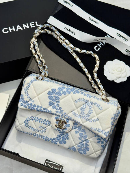 Сумка Chanel женский текстиль белый 192439-9